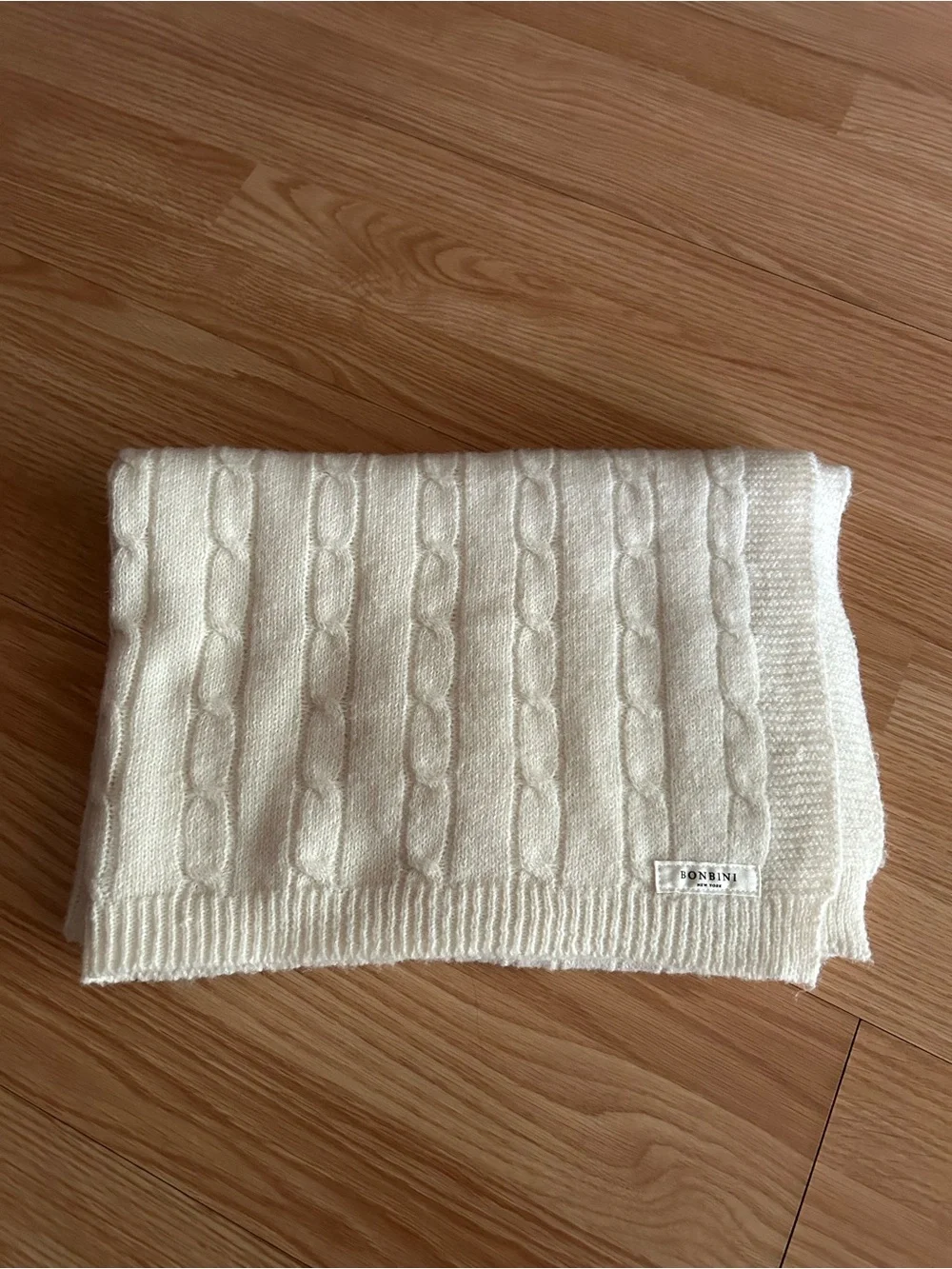Bonbini New York Ivory Cable Knit Baby Blanket 0-6 months